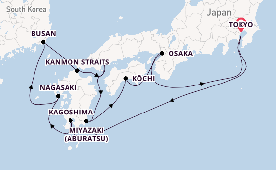 Japan from Tokyo, Japan with the Diamond Princess