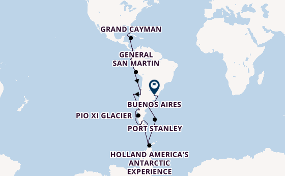 South America from Fort Lauderdale (Port Everglades), Florida, USA with the Zaandam