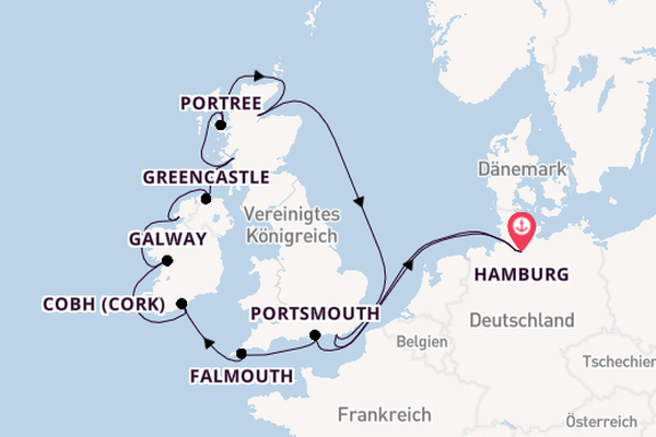 Britische Inseln ab Hamburg auf der EUROPA 2