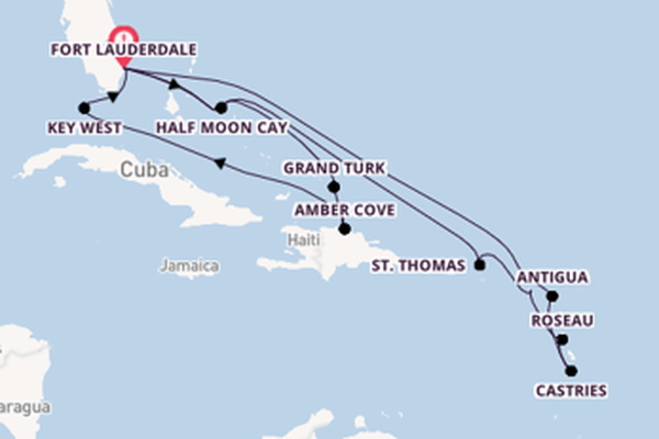 Caribbean vanaf Fort Lauderdale, Verenigde Staten met de Koningsdam