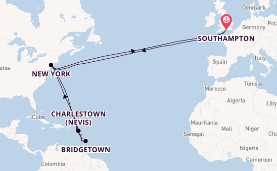 Transatlantic from Southampton, England with the Queen Mary 2