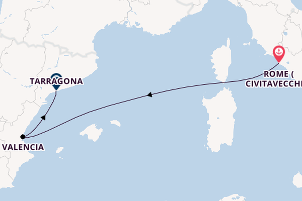 Western Mediterranean from Rome (Civitavecchia), Italy with the MSC Sinfonia