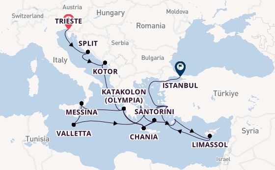 Eastern Mediterranean from Trieste, Italy with the Enchanted Princess