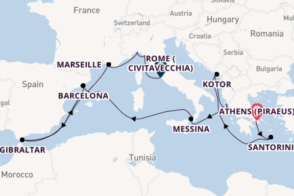 Mediterranean Sea from Athens (Piraeus), Greece with the Sun Princess