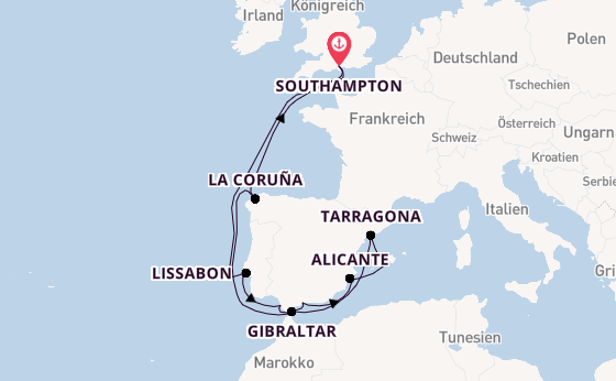 Westliches Mittelmeer ab Southampton, Großbritannien auf der MSC Virtuosa