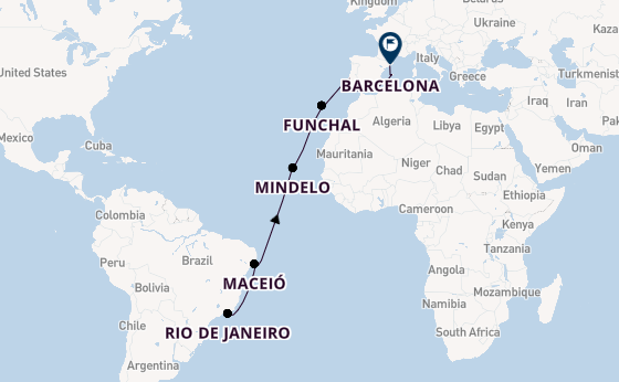 trans-Atlantisch vanaf Rio de Janeiro, Brazilië met de MSC Seaview