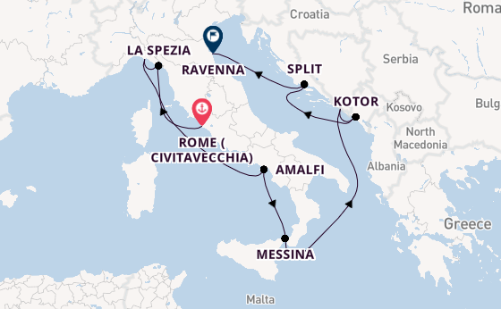 Mediterranean Sea from Rome (Civitavecchia), Italy with the Celebrity Constellation