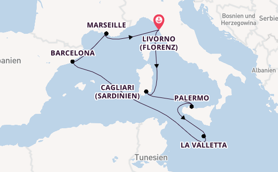 Westliches Mittelmeer ab Livorno (Florenz), Italien auf der MSC Splendida