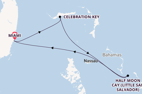 Caribbean from Miami, Florida, USA with the Carnival Conquest