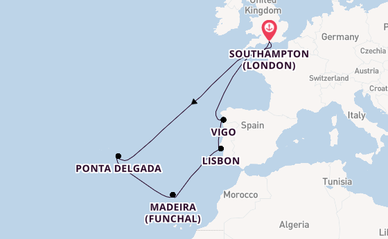 Portugal from Southampton, England with the Queen Anne