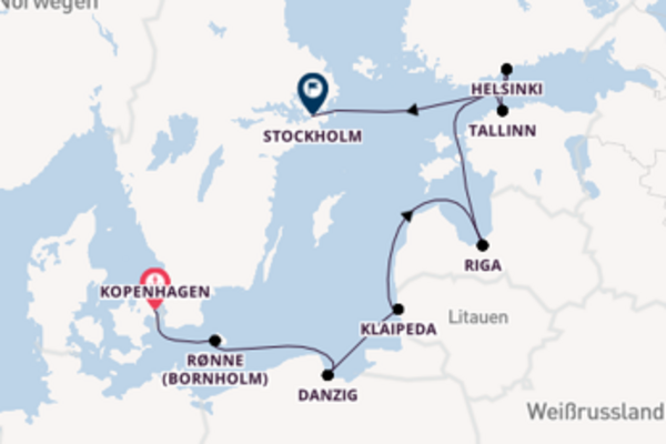 8-tägige Kreuzfahrt von Kopenhagen nach Stockholm