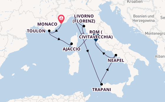Westliches Mittelmeer ab Monte-Carlo, Monaco auf der Silver Ray