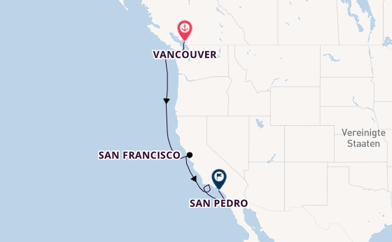 USA Westküste ab Vancouver, Kanada auf der Island Princess