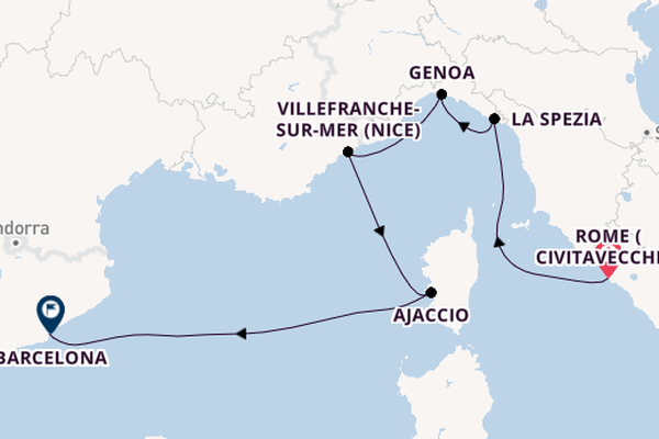 Western Mediterranean from Rome (Civitavecchia), Italy with the Queen Elizabeth