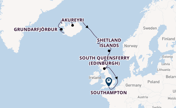 British Isles from Reykjavik, Iceland with the Caribbean Princess