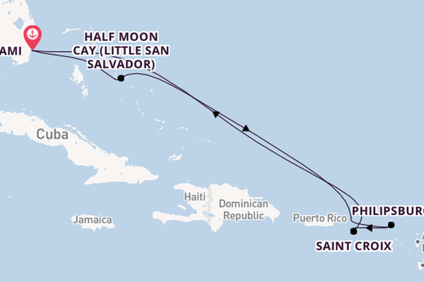 Caribbean from Miami, Florida, USA with the Carnival Magic