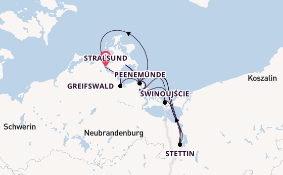 Oder vanaf Stralsund, Duitsland met de Junker Jörg
