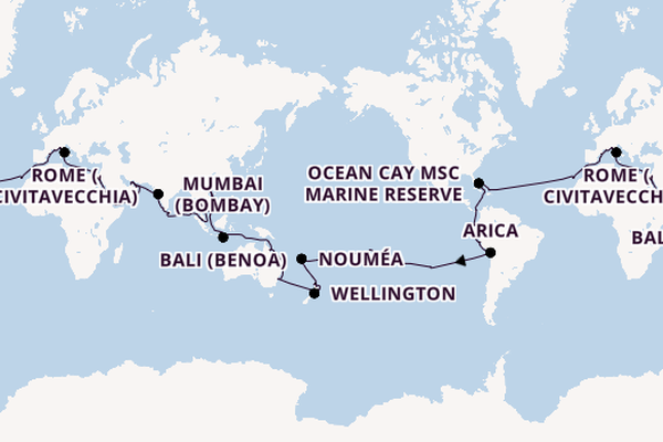 Round-the-World Trip from Genoa, Italy with the MSC Magnifica