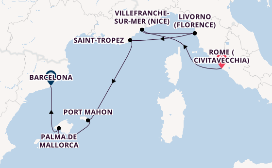 Western Mediterranean from Rome (Civitavecchia), Italy with the Explora V