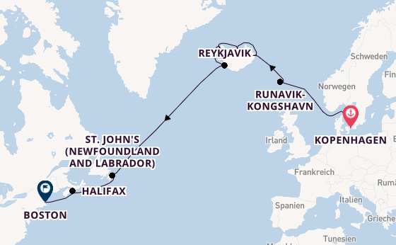 Transatlantik ab Kopenhagen, Dänemark auf der Caribbean Princess