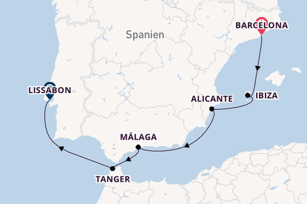 Westliches Mittelmeer ab Barcelona, Spanien auf der Oosterdam