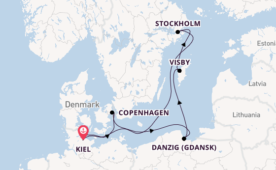 Baltic Sea from Kiel, Germany with the Costa Diadema