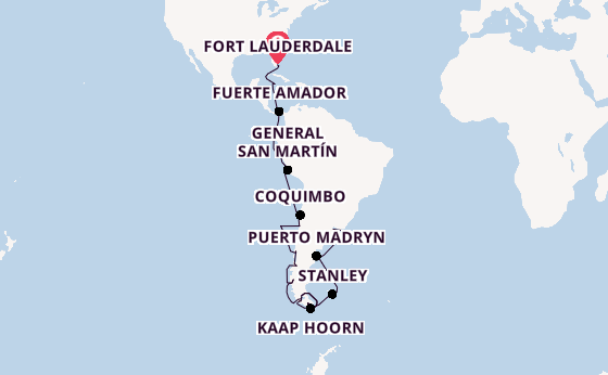 Zuid-Amerika vanaf Fort Lauderdale, Verenigde Staten met de Zaandam