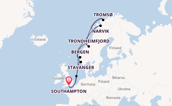 Norway from Southampton, England with the Queen Anne