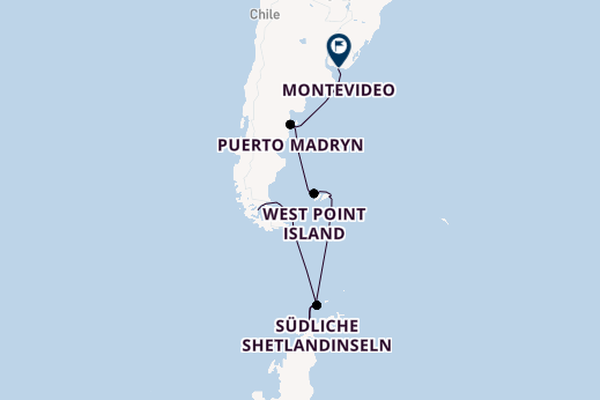 Südamerika ab Punta Arenas, Chile auf der MS Fram