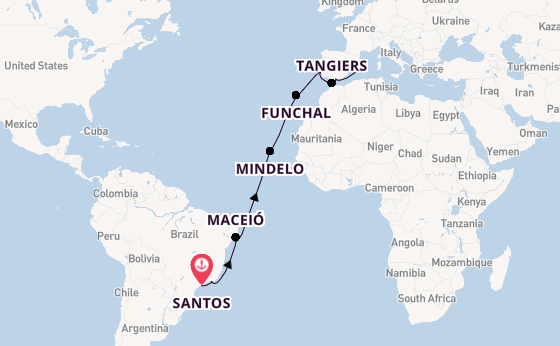 Transatlantic from Santos, Brazil with the MSC Seaview