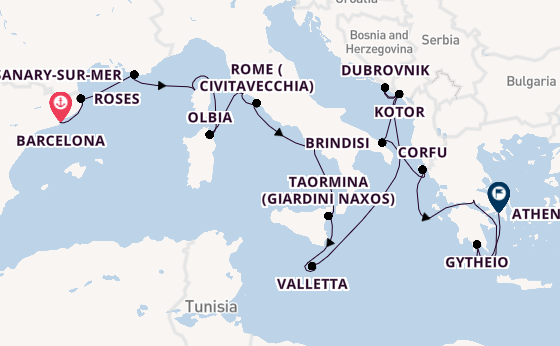 Mediterranean Sea from Barcelona, Spain with the Seabourn Ovation 