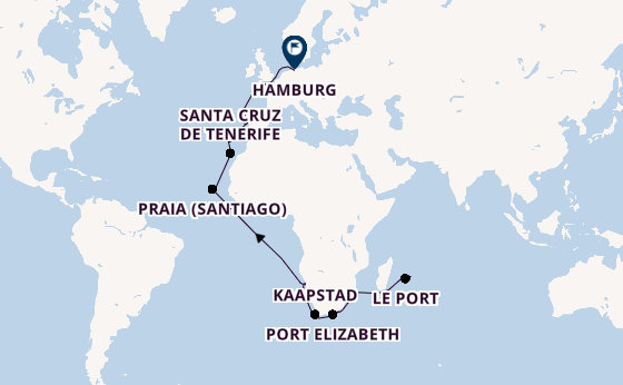 Zuidelijk Afrika vanaf Port Louis, Mauritius met AIDAsol
