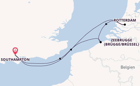 England ab Southampton, Großbritannien auf der Queen Mary 2