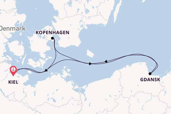 Oostzee vanaf Kiel, Duitsland met de Mein Schiff Relax