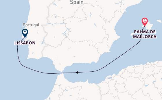 Balearen vanaf Palma de Mallorca, Mallorca, Spanje met de MS EUROPA