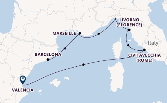 Westelijke Middellandse Zee vanaf Barcelona, Spanje met de MSC Sinfonia