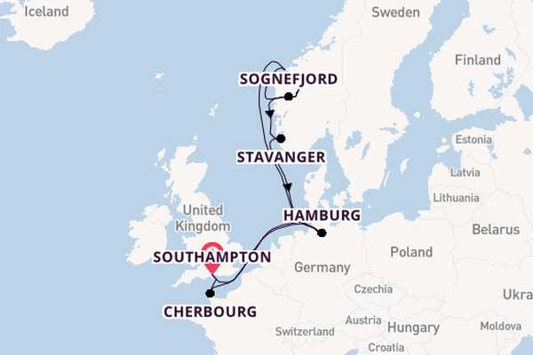 Norway from Southampton, England with the Queen Mary 2