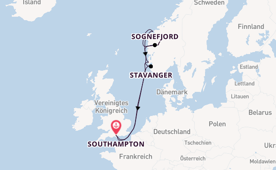 Norwegen ab Southampton, Großbritannien auf der Britannia