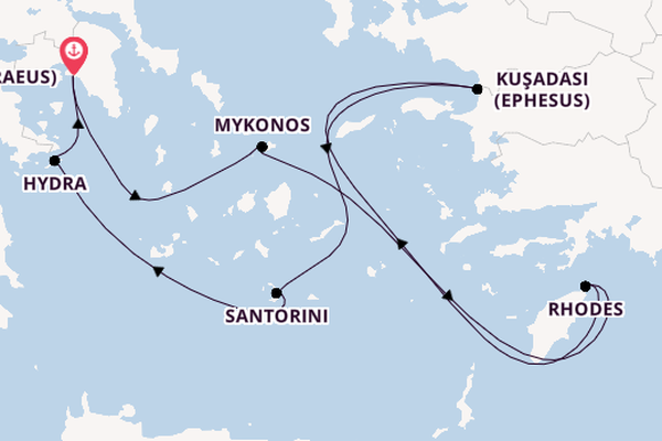 Eastern Mediterranean from Athens (Piraeus), Greece with the Celebrity Infinity