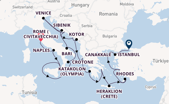 Mediterranean Sea from Rome (Civitavecchia), Italy with the Viking Mars