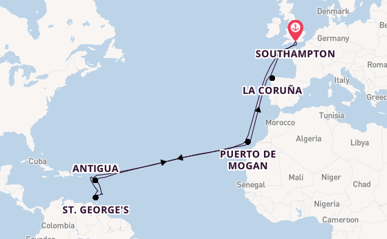 Caribbean from Southampton, England with the Iona