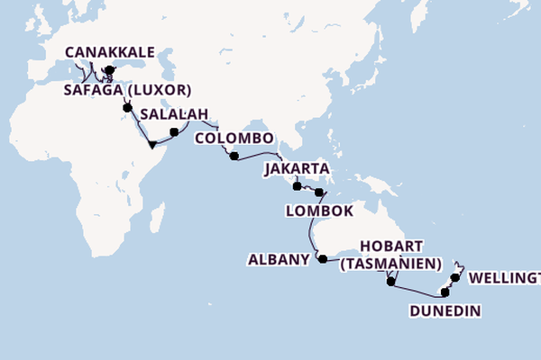 Mittelmeer ab Auckland, Neuseeland auf der Vista