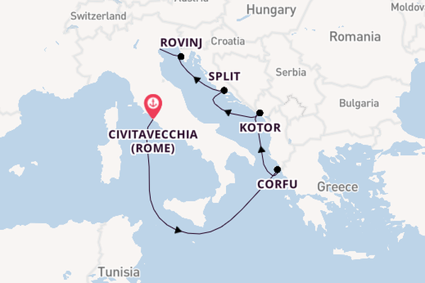Middellandse Zee vanaf Civitavecchia (Rome), Italië met de EXPLORA I