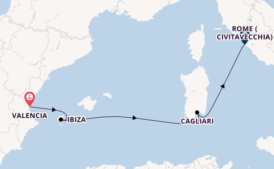 Western Mediterranean from Valencia, Spain with the MSC Musica