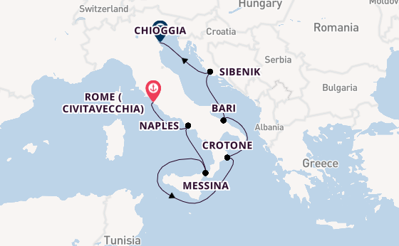 Western Mediterranean from Rome (Civitavecchia), Italy with the Viking Sea