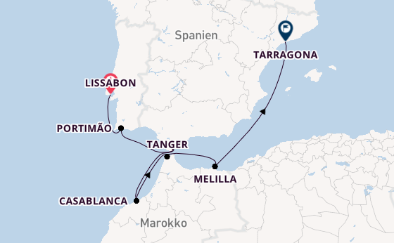 Mittelmeer ab Lissabon, Portugal auf der Seven Seas Splendor