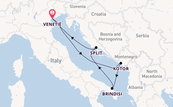 Middellandse Zee vanaf Venetië, Italië met de MSC Armonia