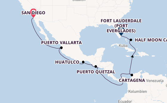 Mittelamerika ab San Diego, USA auf der Nieuw Amsterdam