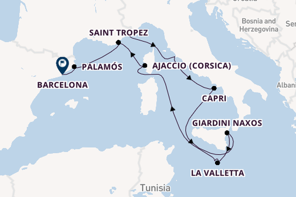 Westelijke Middellandse Zee vanaf Monte Carlo, Monaco met de Seabourn Ovation