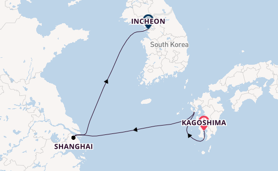 Oost-Azië vanaf Kagoshima, Japan met de Costa Serena
